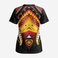 Papua New Guinea Independence Day Scrub Top Tribal Mask - Polynesian Pride