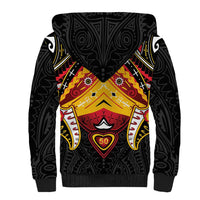 Papua New Guinea Independence Day Sherpa Hoodie Tribal Mask - Polynesian Pride