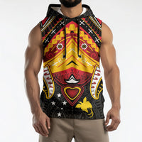 Papua New Guinea Independence Day Sleeveless Hoodie Tribal Mask LT05 - Polynesian Pride