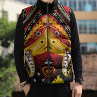 Papua New Guinea Independence Day Sleeveless Puffer Jacket Tribal Mask - Polynesian Pride
