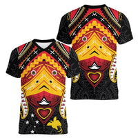 Papua New Guinea Independence Day Women V-Neck T-Shirt Tribal Mask LT05 - Polynesian Pride