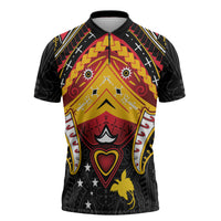 Papua New Guinea Independence Day Zipper Polo Shirt Tribal Mask LT05 Red - Polynesian Pride