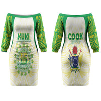 Kuki Independence 2026 Couples Matching Off The Shoulder Long Sleeve Dress and Hawaiian Shirt Cook Islands 15 Finest White Version