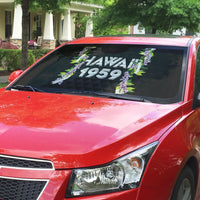 Hawaii Statehood Day Auto Sun Shade Kakau Pattern With Maile Pikake Honohono Lei