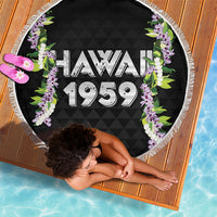 Hawaii Statehood Day Beach Blanket Kakau Pattern With Maile Pikake Honohono Lei