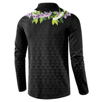 Hawaii Statehood Day Button Sweatshirt Kakau Pattern With Maile Pikake Honohono Lei