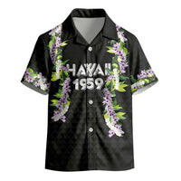 Hawaii Statehood Day Kid Hawaiian Shirt Kakau Pattern With Maile Pikake Honohono Lei