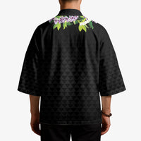 Hawaii Statehood Day Kimono Kakau Pattern With Maile Pikake Honohono Lei