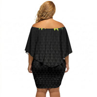 Hawaii Statehood Day Off Shoulder Short Dress Kakau Pattern With Maile Pikake Honohono Lei