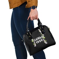 Hawaii Statehood Day Shoulder Handbag Kakau Pattern With Maile Pikake Honohono Lei