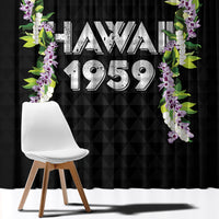 Hawaii Statehood Day Window Curtain Kakau Pattern With Maile Pikake Honohono Lei