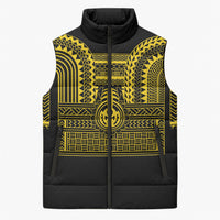 Philippines Filipinos Sleeveless Puffer Jacket Igorot Tribal Pattern Black