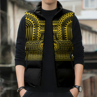 Philippines Filipinos Sleeveless Puffer Jacket Igorot Tribal Pattern Black