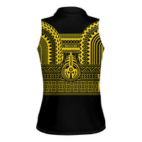 Philippines Filipinos Women Sleeveless Polo Shirt Igorot Tribal Pattern Black