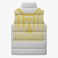 Philippines Filipinos Sleeveless Puffer Jacket Igorot Tribal Pattern White