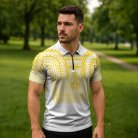 Philippines Filipinos Zipper Polo Shirt Igorot Tribal Pattern White