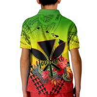 Personalized Hawaii Kid Polo Shirt Kakau Kanaka Maoli With Hibiscus Flowers LT05 - Polynesian Pride