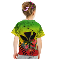 Personalized Hawaii Kid T Shirt Kakau Kanaka Maoli With Hibiscus Flowers LT05 - Polynesian Pride