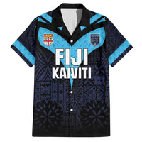 Custom Fiji Kaiviti Rugby Family Matching Off Shoulder Maxi Dress and Hawaiian Shirt Fiji Tapa Pattern