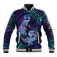 Hawaii Makahiki Turtle Baseball Jacket Spiral Polynesian Tattoo LT05 Unisex Purple - Polynesian Pride
