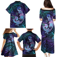 Hawaii Makahiki Turtle Family Matching Puletasi and Hawaiian Shirt Spiral Polynesian Tattoo