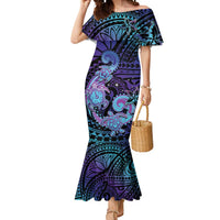Hawaii Makahiki Turtle Mermaid Dress Spiral Polynesian Tattoo LT05 Women Purple - Polynesian Pride