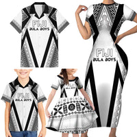Custom Bula Fiji Football Family Matching Short Sleeve Bodycon Dress and Hawaiian Shirt Go Champions - Polynesian Pride