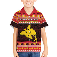 Papua New Guinea Christmas Family Matching Tank Maxi Dress and Hawaiian Shirt Santa Raggiana LT05 Son's Shirt Red - Polynesian Pride