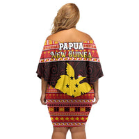 Papua New Guinea Christmas Off Shoulder Short Dress Santa Raggiana LT05 - Polynesian Pride