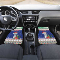 Northern Mariana Islands Christmas Car Mats Poinsettia Filis Pasgua LT05 Set 2pcs - Front Blue - Polynesian Pride