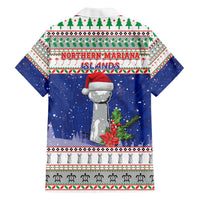 Northern Mariana Islands Christmas Family Matching Off The Shoulder Long Sleeve Dress and Hawaiian Shirt Poinsettia Filis Pasgua LT05 - Polynesian Pride