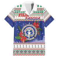 Northern Mariana Islands Christmas Family Matching Short Sleeve Bodycon Dress and Hawaiian Shirt Poinsettia Filis Pasgua LT05 Dad's Shirt - Short Sleeve Blue - Polynesian Pride