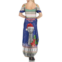 Northern Mariana Islands Christmas Summer Maxi Dress Poinsettia Filis Pasgua