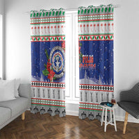 Northern Mariana Islands Christmas Window Curtain Poinsettia Filis Pasgua LT05 With Grommets Blue - Polynesian Pride