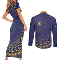 Nauru Angam Day Couples Matching Short Sleeve Bodycon Dress and Long Sleeve Button Shirt Polynesian Tribal Pattern Unique Style - Polynesian Pride