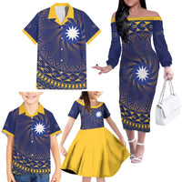 Nauru Angam Day Family Matching Off The Shoulder Long Sleeve Dress and Hawaiian Shirt Polynesian Tribal Pattern Unique Style - Polynesian Pride