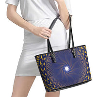 Nauru Angam Day Leather Tote Bag Polynesian Tribal Pattern Unique Style - Polynesian Pride