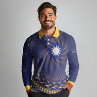 Nauru Angam Day Long Sleeve Polo Shirt Polynesian Tribal Pattern Unique Style - Polynesian Pride