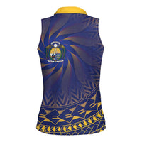 Nauru Angam Day Women Sleeveless Polo Shirt Polynesian Tribal Pattern Unique Style - Polynesian Pride