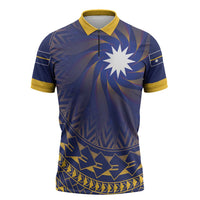 Nauru Angam Day Zipper Polo Shirt Polynesian Tribal Pattern Unique Style - Polynesian Pride