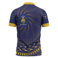 Nauru Angam Day Zipper Polo Shirt Polynesian Tribal Pattern Unique Style - Polynesian Pride