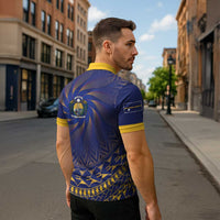 Nauru Angam Day Zipper Polo Shirt Polynesian Tribal Pattern Unique Style - Polynesian Pride