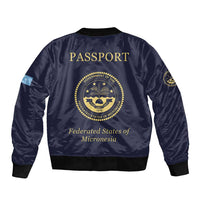 Personalised Federated States Of Micronesia Sleeve Zip Bomber Jacket FSM Passport - Polynesian Pride