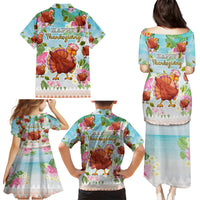 Hawaii Thanksgiving Family Matching Puletasi Dress and Hawaiian Shirt Funny Turkey Dabbing Dance LT05 - Polynesian Pride