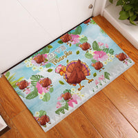 Hawaii Thanksgiving Rubber Doormat Funny Turkey Dabbing Dance LT05 Blue - Polynesian Pride