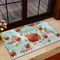 Hawaii Thanksgiving Rubber Doormat Funny Turkey Dabbing Dance LT05 - Polynesian Pride