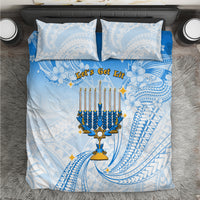 Polynesia Hanukkah Festival Bedding Set With Menorah Polynesian Style LT05 Blue - Polynesian Pride