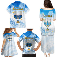 Polynesia Hanukkah Festival Family Matching Puletasi Dress and Hawaiian Shirt With Menorah Polynesian Style LT05 - Polynesian Pride