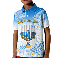 Polynesia Hanukkah Festival Kid Polo Shirt With Menorah Polynesian Style LT05 Kid Blue - Polynesian Pride