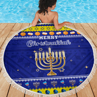 Polynesia Christmukkah Beach Blanket Menorah With Polynesian Tribal Pattern LT05 - Polynesian Pride